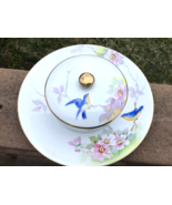 Nippon Blue Bird Pattern Cheese and Cracker Plate Hand Painted 1891-1921 - £35.29 GBP