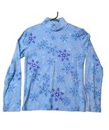 VTG Ugly Christmas Sweater Blue TURTLE NECK with Snowflakes and Glitter ... - £10.35 GBP