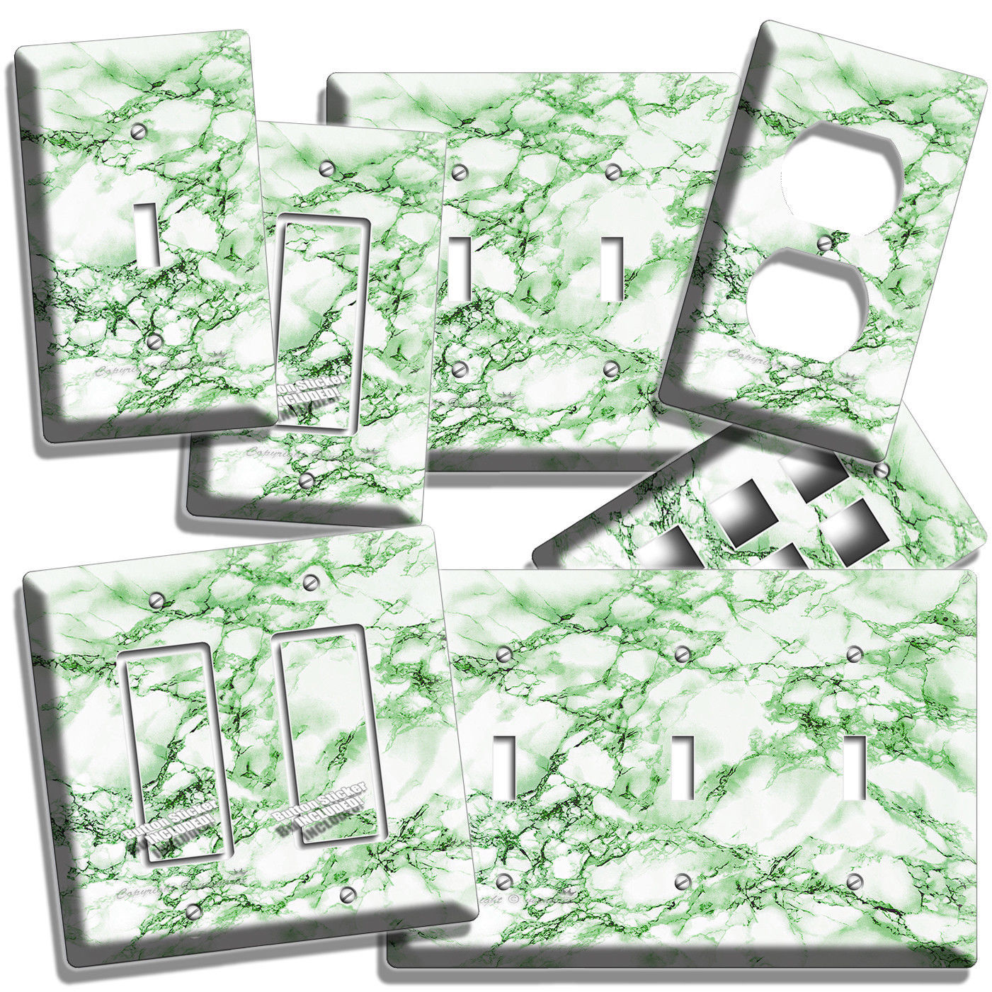 GREEN MARBLE LOOK LIGHT SWITCH OUTLET WALL PLATE ROOM ART KITCHEN BATHROOM DECOR