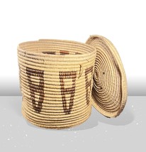 Antique Pima Papago Native American 20&quot; x 24&quot; Hand Woven Coiled Basket w/Lid - £2,690.78 GBP
