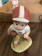 Vintage Enesco Football Boy Figurine 4.25 &quot;Tall 5.5&quot; x 2.5&quot; Wide Taiwan ROC - $9.05