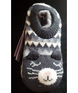 Joyspun Slipper Socks Women&#39;s size 4-10 Knit Double Cuff black cat new w... - £5.45 GBP