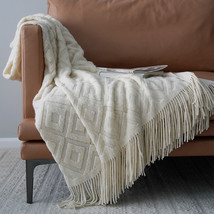 Jacquard Knitted Bed Tail Towel Autumn Winter Blanket - £37.54 GBP