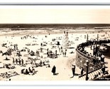 RPPC Crowded Beach Lifeguard Stand Summer Seaside OR Boyer Photo Postcar... - $16.88