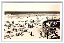 RPPC Crowded Beach Lifeguard Stand Summer Seaside OR Boyer Photo Postcard F21 - £13.26 GBP