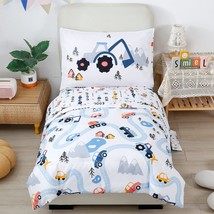 Toddler Bedding Kids 4 Pieces Bed In A Bag For Boys Cars Printed Microfi... - $73.99