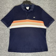 Lacoste Polo Shirt Mens 7 Navy Orange Golf Short Sleeve Mesh Crocodile A... - £13.37 GBP