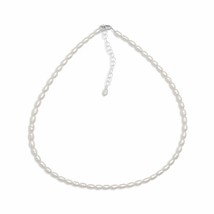 Gorgeous Cultured Freshwater Rice Pearl 925 Sterling Silver Necklace Gift 13&quot; - £85.38 GBP