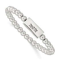 Silver Enameled MOM Stretch Bracelet QG3208 - $1,646.03 MXN