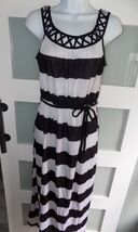 No Boundaries Lattice Black Soot Stripe Maxi Dress Size L (11/13) Junior... - $22.50
