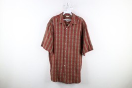 Vtg 90s Streetwear Mens Large Faded Baggy Fit Weave Short Sleeve Button Shirt - £31.61 GBP