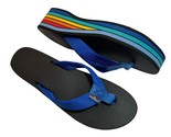 Rainbow Brand Women&#39;s Sandals Multicolor 6 Layer Wedge Black Flip Flops ... - $29.66