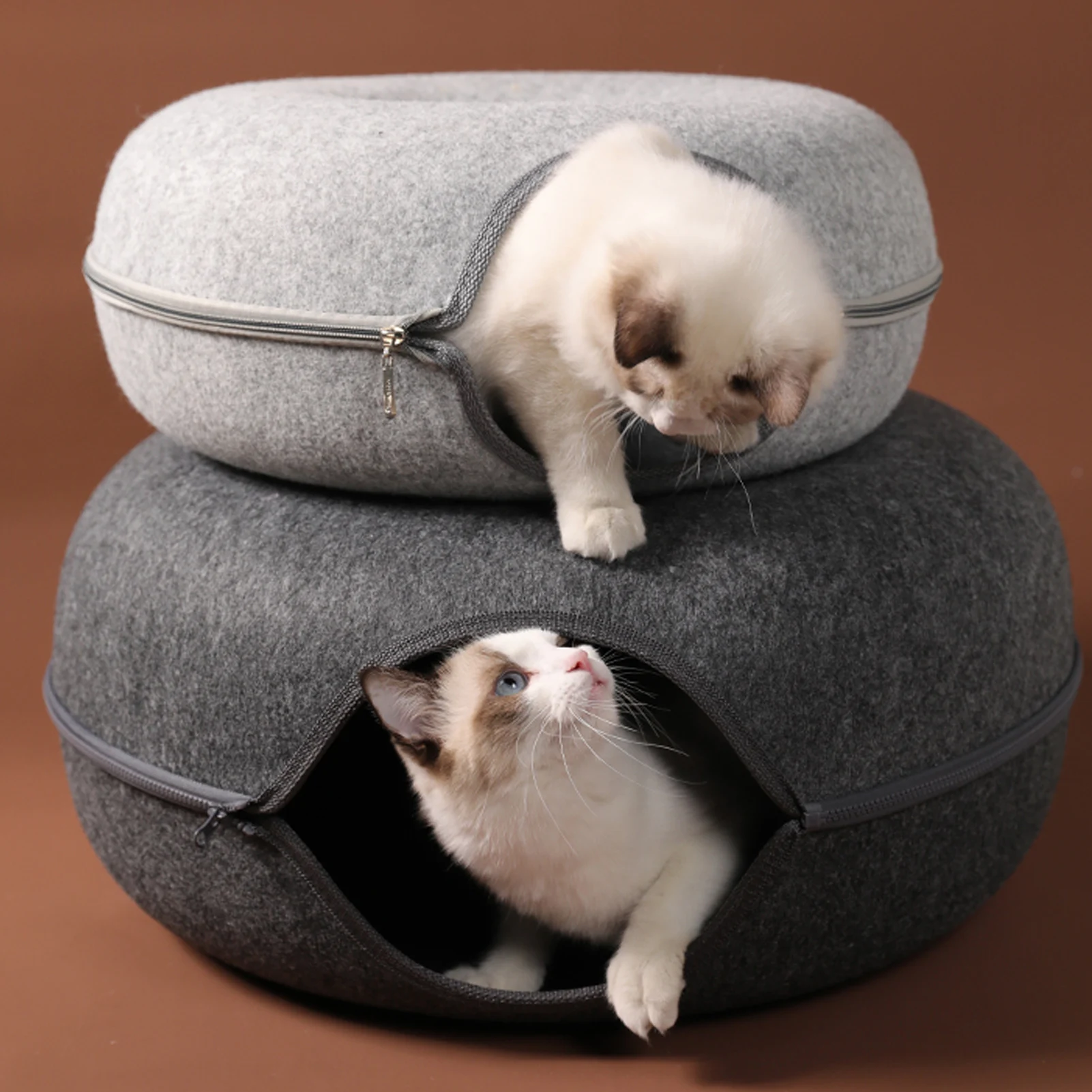 House Home Cat Tunnel Bed Detachable Cat Circular Tunnel Tube Comfortable Cushio - £26.50 GBP