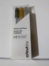 Cricut Joy Glitter Gel Pen Set 3/Pkg Black, Gold &amp; Silver 0.8 NEW 2007079 - £6.25 GBP