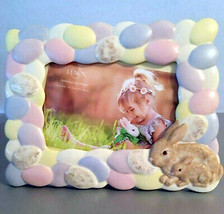 Lenox Easter Picture Frame 4x6&quot; Sculpted Egg &amp; Bunny Border Hand Painted New - £29.49 GBP