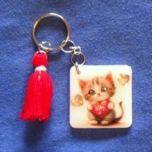 Cute Kitty - Handmade Keychain - $15.00