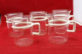 Bodum Bistro Short Hot Iced Clear Glass Coffee Tea Mug Cup Set of 5 White Handle - $83.94