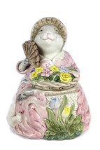 Vintage Fitz and Floyd 1990 Easter Bunny Rabbit Ceramic Cookie Jar Floral 7&quot; - £27.08 GBP