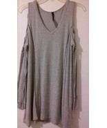 ÑU LABEL Gray Open Shoulder criss cross L/sleeve stretchy light weight T... - $237.99 MXN