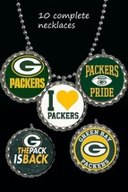 Green Bay Packers Football Bottle Cap Necklace necklaces party favors lot Of 10 - £10.11 GBP