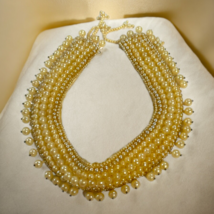 Art Deco revival Faux Pearl beaded collar Victorian satin Back handmade ... - $26.17