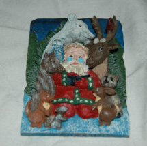 Wangs Santa With The Forest Animals Mini Plque Paperweight Christmas Hol... - $9.99