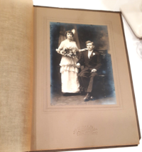 Antique 1800s Framed Wedding Portrait Photograph Bride &amp; Groom Posing 4x6&quot; - £10.23 GBP