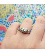 Vintage 10K 10ct Solid White Gold Diamond Ornate Ring, size 6.25 - $499.99