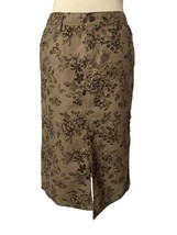 Eddie Bauer A-line Skirt, SZ 2, Brown Print, 5 Pockets, Front slit - £7.88 GBP