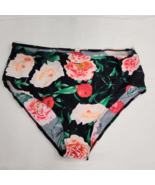 Bikini Bottoms Floral Flowers Women&#39;s Black Pink XL - £10.89 GBP
