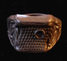 unique Vintage 4k Mens Ring leaf/lattice design 1940s; missing stone sz 10 VG - £140.74 GBP