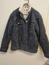 Topshop Size 8 Black Fur Lined Inner Denim Jacket Women Express Shipping - $22.50