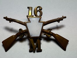 PENNSYLVANIA, NGP, M COMPANY, 16th INFANTRY, 2nd BRIGADE, CAP BADGE, ENL... - $42.05 CAD