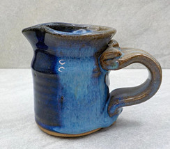 Jaime DeGuzman Blue Pottery Creamer Small Pitcher De Guzman Clay Vintage - £10.87 GBP