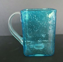 Fun vintage blue art glass square pitcher - $761.26 MXN