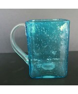 Fun vintage blue art glass square pitcher - £31.26 GBP