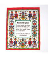 Vintage Peasants Grill Austrian Tea Towel German Recipe Dutch Print 18 x 23 - $27.69