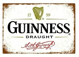 Guinness Draught Beer Vintage Novelty Metal Sign 12&quot; x 8&quot; Wall Art - £7.05 GBP