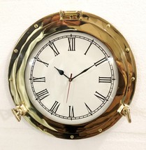 Antique Marine Brass Ship Porthole Analog Clock Nautical Wall Clock Home... - £85.32 GBP