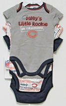 NFL Chicago Bears Onesie Set of 3 Daddy&#39;s Little Rookie in Training 18 M - £23.55 GBP