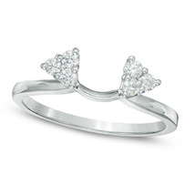 14K Placcato Oro Bianco Taglio Rotondo Diamanti Moda Matrimonio Guard Anello - £179.32 GBP