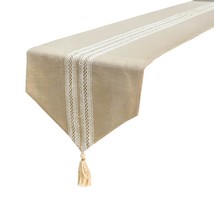 Lace Symphony - Beige Linen Decorative Table Runner - $44.51+