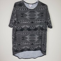 Lularoe Womens Irma Shirt S Black White Geometric High Low Loose Tunic - $15.80