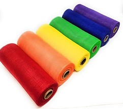 LGBTQ Rainbow Pride Flag 10&quot; Deco Poly NonMetallic Mesh Ribbon Rolls (Red, Orang - £40.03 GBP