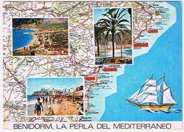 Postcard Benidorm La Perla Del Mediterraneo Spain Pictoral Map - £3.15 GBP
