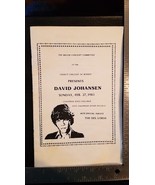 DAVID JOHANSEN NEW JERSEY MORRIS COLLEGE FEB  27, 1983 CONCERT PROGRAM H... - $44.00