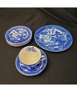 Lot of 10 Vintage Japanese Blue Willow Transferware Dessert Plates Sauce... - €21,22 EUR
