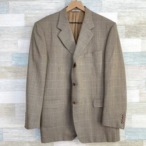 Canali Silk Wool Tweed Sport Coat Brown Glen Check Plaid Mens 46R USA 56R Italy - £185.72 GBP