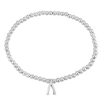 Iconic Luck Symbol Sterling Silver Wishbone Charm Bracelet - £13.68 GBP