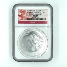 2012 Australien Silber Dollar Jahr Von der Drache Beweis Grad Von NGC As... - €67,79 EUR